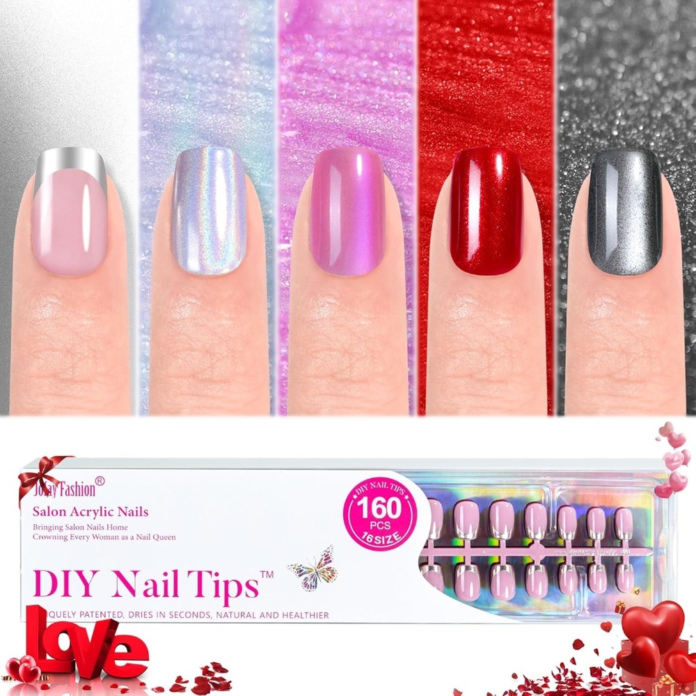 Chrome Finish 5 Colors Short Square Press On Nails